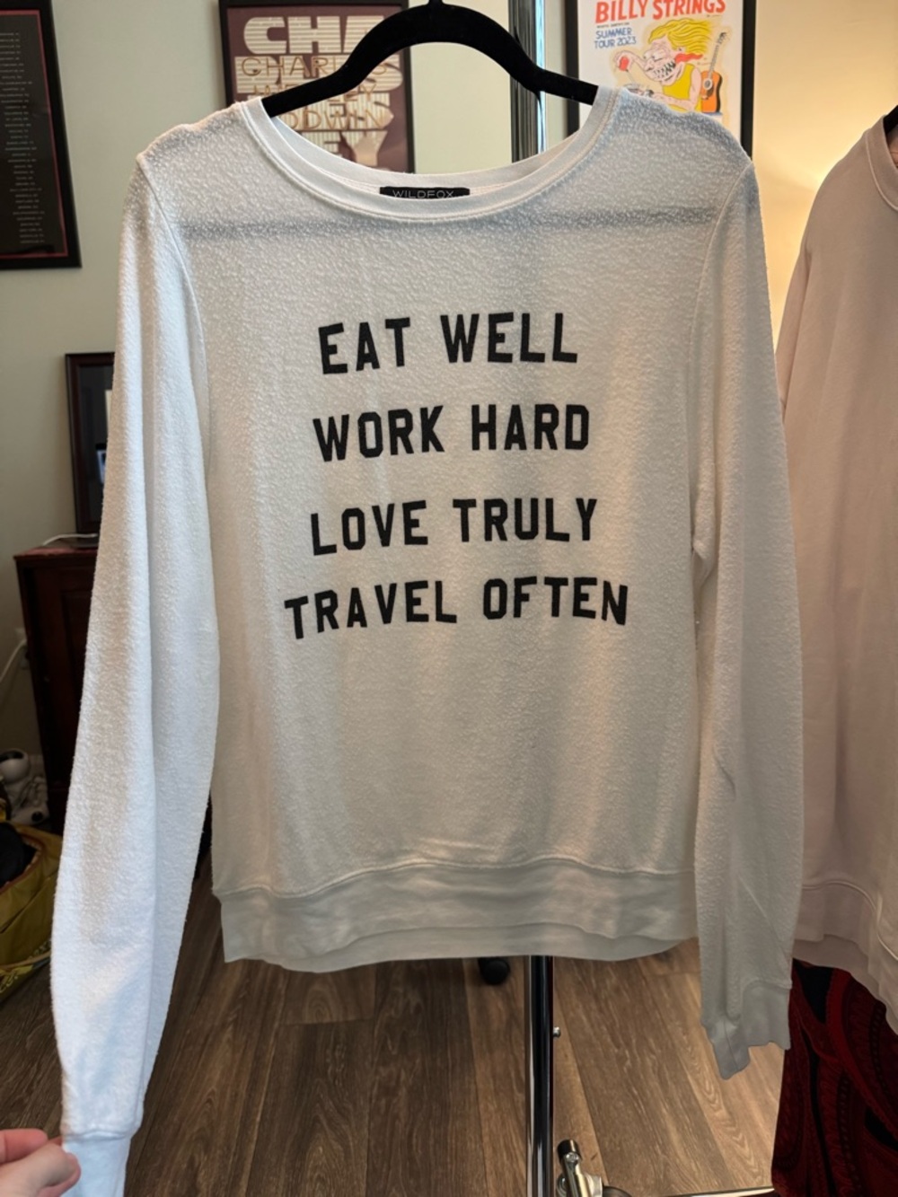 Wildfox White Crewneck Sweatshirt with Black Text